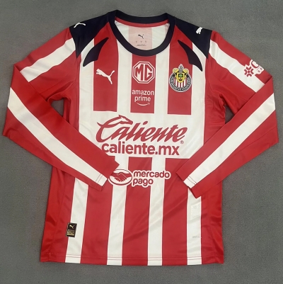 2526 Chivas home long sleeves soccer jersey